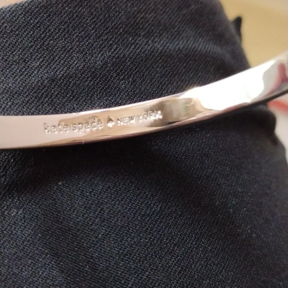 Kate Spade Ready Set Bow‎ Silvertone Crystal Bangle Bracelet